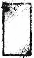 Poster - Grunge Black Frame with Scratches and Splatter for Artistic Use