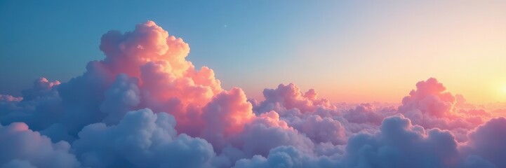 softly glowing clouds across a blue sky with red hues, clouds, natural