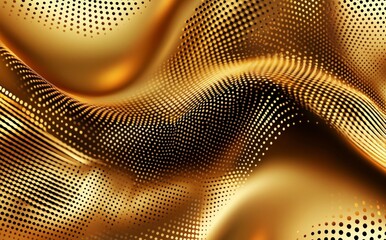 Poster - Glimmering Flow of Golden Waves with Intricate Dotted Patterns