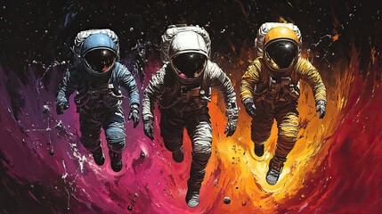 Poster - astronaut playing basketball in space vector illustration for apparel design