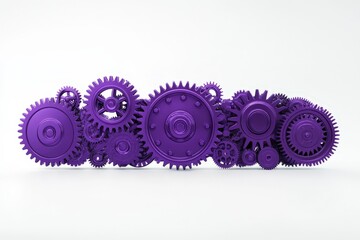 Poster - Colorful Purple Gears in Abstract Arrangement for Creative Design
