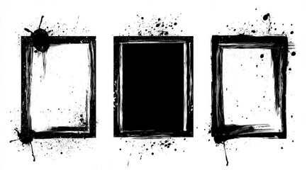 Poster - Abstract Artistic Frames with Paint Splatters for Creative Design