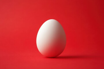 Canvas Print - Simple white egg isolated against a plain red background