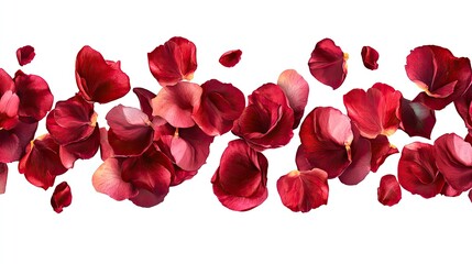 Poster - beautiful red rose petals with transparent background high quality png format for floral design projects romantic themes,elegant decor