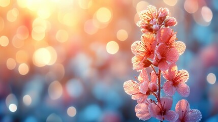 Poster - blurred bokeh background in pastel colors of mint peach,white