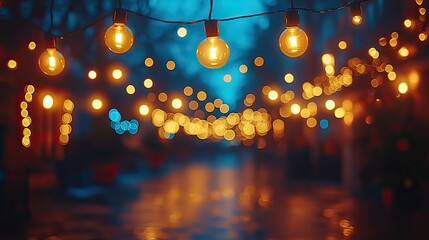 Poster - blurred christmas lights background bokeh of xmas decorations on tree during nighttime winter party 
