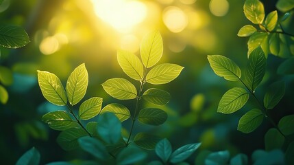 Poster - blurred natural green background with bokeh glare perfect for fresh,serene outdoor design projects featuring soft light effects,tranquil nature themed visuals for eco friendly concepts