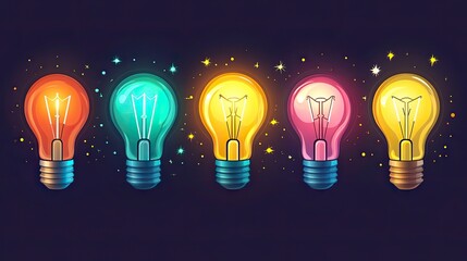 Poster - cartoon light bulb illustration with png transparent background fun,playful lighting icon for creative designs,digital projects