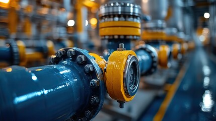 Poster - close up of pipeline,pipe rack in industrial plant for petroleum chemical hydrogen or ammonia production