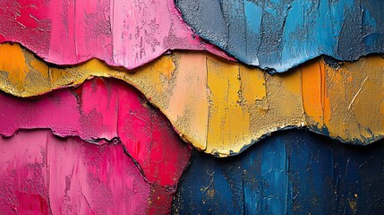 Poster - colorful abstract painting with futuristic patterns,gold accents close up of a textured artwork on canvas