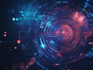 Poster - abstract digital technology background with glowing circles