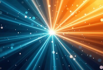 Poster - Blue and Orange Rays Design: Energetic Background, Abstract Light Burst, Modern Graphic, Vibrant Color Scheme, Dynamic Backdrop, Colorful Energy.

