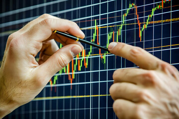 Poster - Hands analyzing stock market chart trends