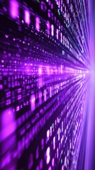 Poster - Abstract representation of digital data flow in vibrant purple tones, creating a sense of depth and movement, suitable for technology themes