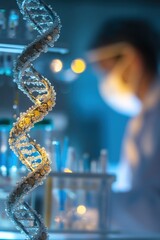 Poster - Scientist examining DNA structure in laboratory setting