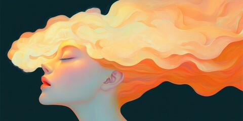 Poster - flowing emotions in art digital abstract illustration vibrant colors side view creative expression