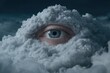 © xbzz - Surreal eye emerging from stormy clouds art installation atmospheric dark sky abstract concept