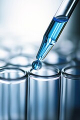 Poster - Close-up of a dropper dispensing liquid into test tubes