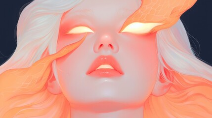 Poster - Mystical transformation of a serene figure digital art fantasy realm vibrant colors close-up view surreal concept
