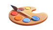 © hazim - Paint Palette and Brush 3D Cartoon Style Illustration on White Background