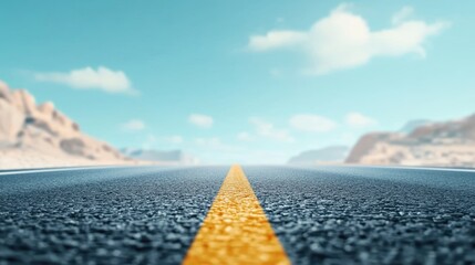 Poster - an empty two lane highway stretching through a desolate desert landscape, the only sign of life bein