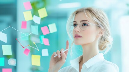 Wall Mural - A business coach pointing towards a whiteboard with a clear strategy outlined, motivating their team to achieve ambitious goals.