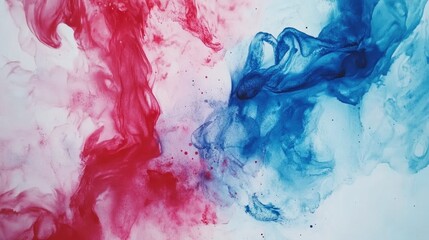 Aufkleber - A fluid watercolor painting featuring vibrant splashes of warm reds, cool blues, and soft pastels.
