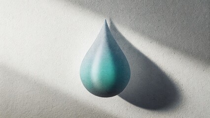 Poster - A blue drop of water is on a white surface