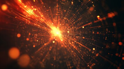 Poster - An abstract composition of fiber optic cables with glowing light effects, symbolizing high-speed wireless communication and data transfer in a digital age.
