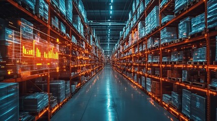 Poster - futuristic technology retail warehouse how industry 4 0 digitizes,visualizes goods analysis