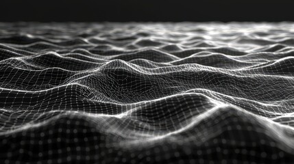 Poster - Abstract 3d wave pattern on a black background with flowing curves and depth effects