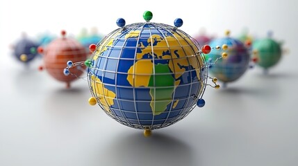 Poster - global business concept 3d illustration showing worldwide connections and information transfer acros