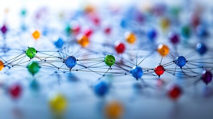 Poster - global business network and social media connections concept n abstract design featuring a digital web of interconnected nodes and lines for corporate communication and technology