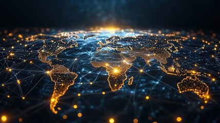Poster - global business network and social media connections concept n abstract design featuring a digital w