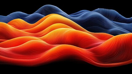 Poster - Abstract visual of a dynamic 3d wave pattern in rich colors creating depth and motion