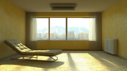 Poster - Simple chair placed in a bright and spacious indoor room