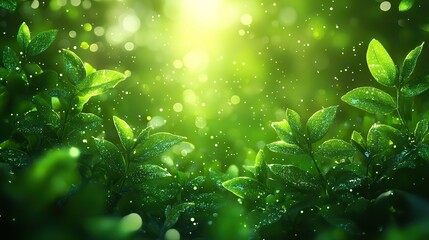 Poster - green bokeh nature abstract background vector illustration with soft light effects for fresh and serene design projects