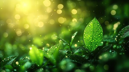 Poster - green bokeh nature abstract background vector illustration with soft light effects for fresh and ser