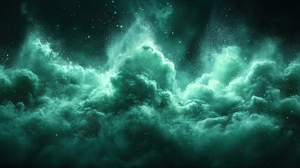 Poster - green explosion with cloud of dust vector with black background