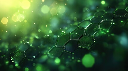 Poster - green hexagonal pattern on abstract background vector illustration of molecular structure and commun