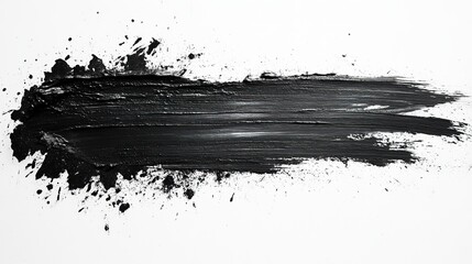 Poster - grunge brush stroke rough black ink texture isolated png with transparent background for artistic and graphic design projects