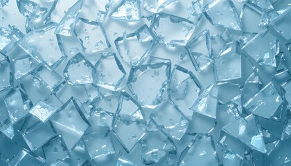 Aufkleber - Shattered Glass. Abstract Beauty in Broken Shards. Sparkling Texture, Cool Blue Tones. Fragile Material Reflections Create an Intriguing Design. Perfect for Conceptual Imagery and Backgrounds. Visual