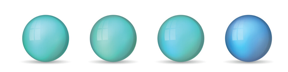 Wall Mural - set with glass colorful balls. glossy realistic ball, 3d abstract vector illustration highlighted on
