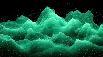 Poster - Captivating green liquid wave on dark background evoking depth and movement in art