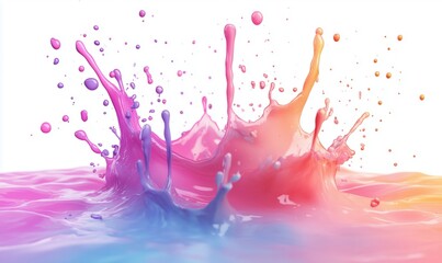 Poster - Colorful liquid splashes creating vibrant abstract art in pink, purple, and orange hues