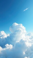 Wall Mural - Cloudy sky with wispy white clouds drifting lazily across blue heavens, serene, heaven, blue sky