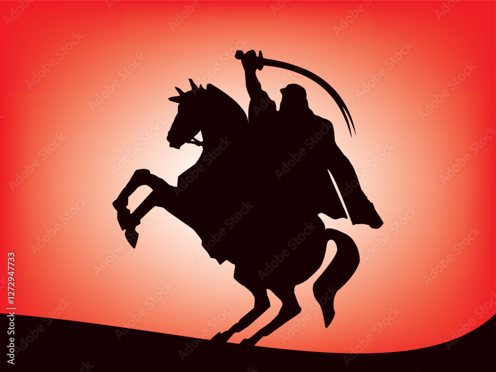 Arabian horse warrior silhouette vector design - Muslim Mujahid Stock ...