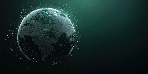 Poster - digital representation of earth with glowing particles and data visualization effects