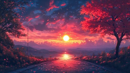 Poster - heavenly star falls captivating anime sky wallpaper in digital art style background with space