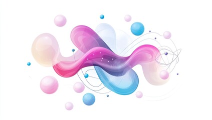 Abstract fluid shapes design with colorful spheres